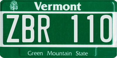 VT license plate ZBR110