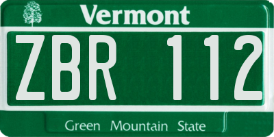 VT license plate ZBR112