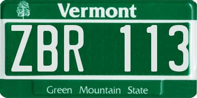 VT license plate ZBR113