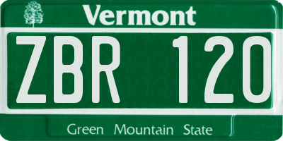 VT license plate ZBR120