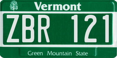 VT license plate ZBR121