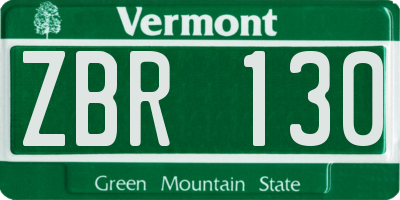 VT license plate ZBR130