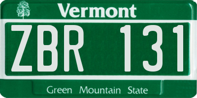 VT license plate ZBR131