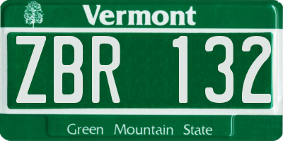 VT license plate ZBR132