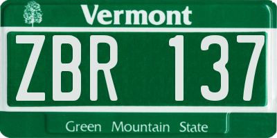 VT license plate ZBR137