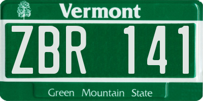VT license plate ZBR141