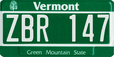 VT license plate ZBR147