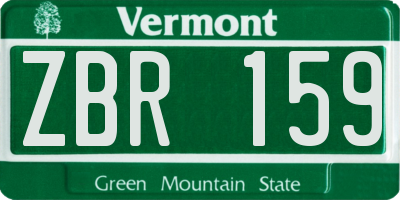 VT license plate ZBR159