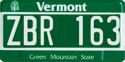 VT license plate ZBR163