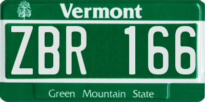 VT license plate ZBR166