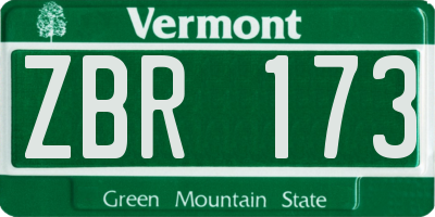 VT license plate ZBR173