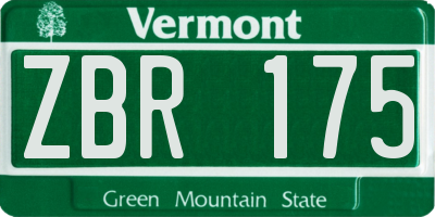 VT license plate ZBR175