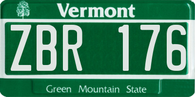 VT license plate ZBR176