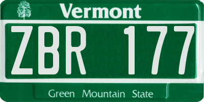 VT license plate ZBR177