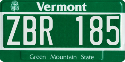 VT license plate ZBR185