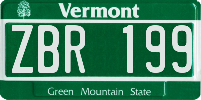 VT license plate ZBR199