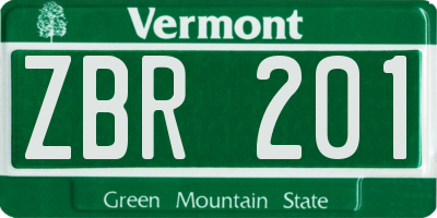 VT license plate ZBR201