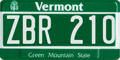 VT license plate ZBR210