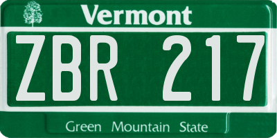 VT license plate ZBR217