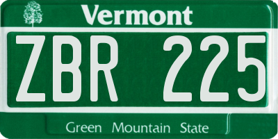 VT license plate ZBR225