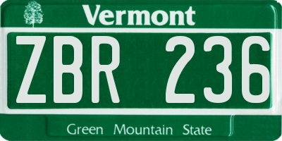 VT license plate ZBR236