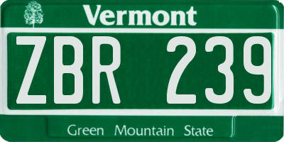 VT license plate ZBR239