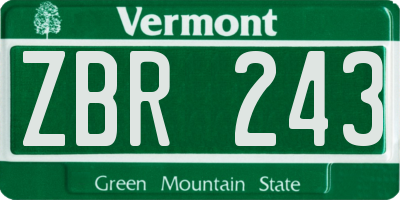 VT license plate ZBR243