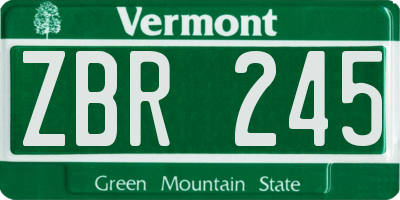 VT license plate ZBR245