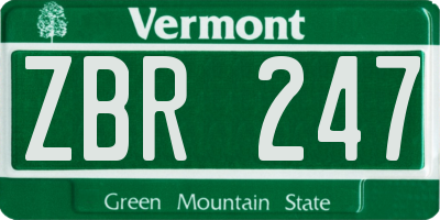 VT license plate ZBR247