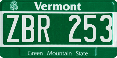 VT license plate ZBR253