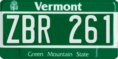 VT license plate ZBR261