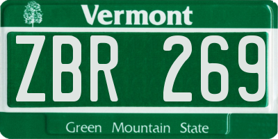VT license plate ZBR269
