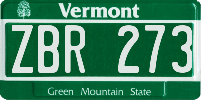VT license plate ZBR273