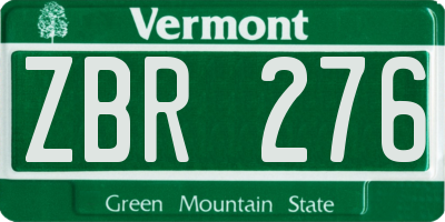 VT license plate ZBR276