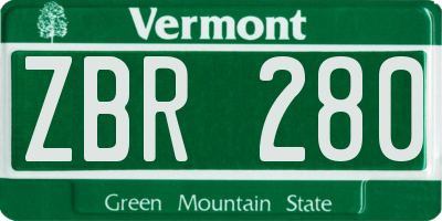 VT license plate ZBR280