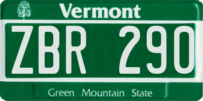 VT license plate ZBR290