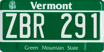 VT license plate ZBR291
