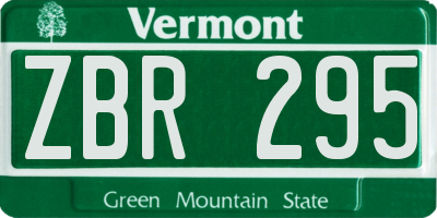 VT license plate ZBR295
