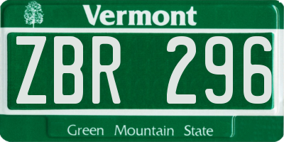 VT license plate ZBR296