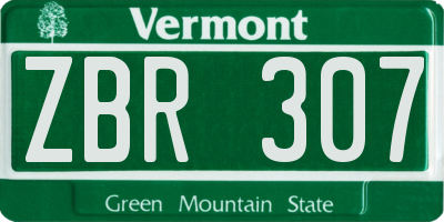 VT license plate ZBR307