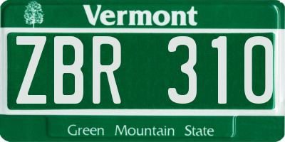VT license plate ZBR310