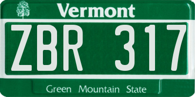 VT license plate ZBR317