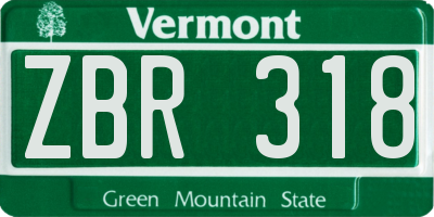 VT license plate ZBR318