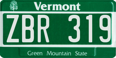 VT license plate ZBR319