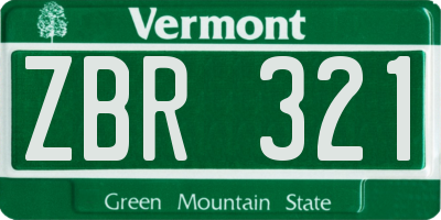 VT license plate ZBR321