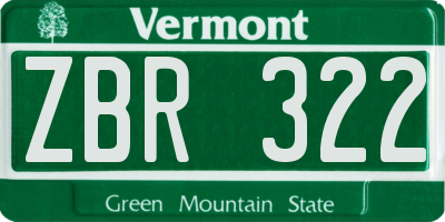 VT license plate ZBR322