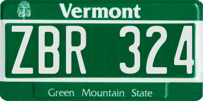 VT license plate ZBR324