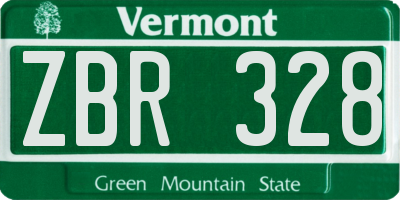 VT license plate ZBR328
