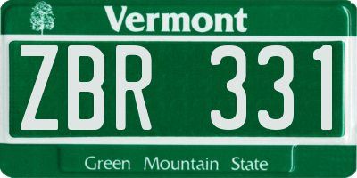 VT license plate ZBR331