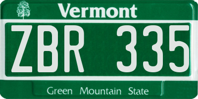 VT license plate ZBR335